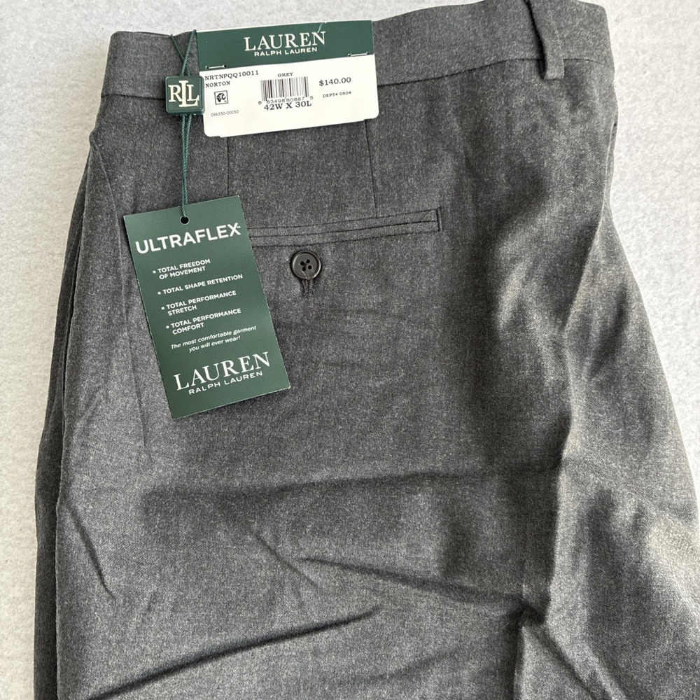 Lauren Ralph Lauren Classic Ultraflex Norton Dress Pants Mens 42x30 Grey Office